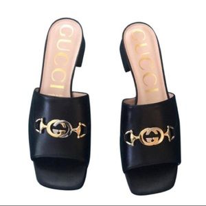 Gucci Malaga Kid Nero Leather Sandals